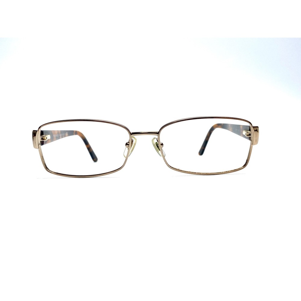 Versace Gold Brown Tortoise Rectangular Glasses Italy 54 16 135